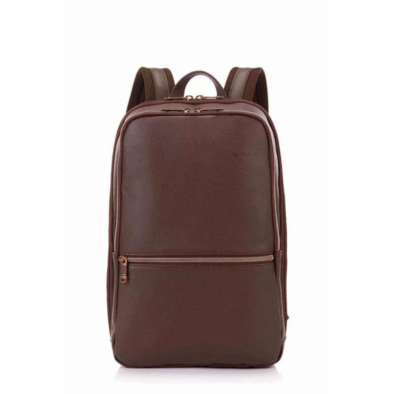 Samsonite - Classic Leather 14.1in Laptop Backpack - Chocolate
