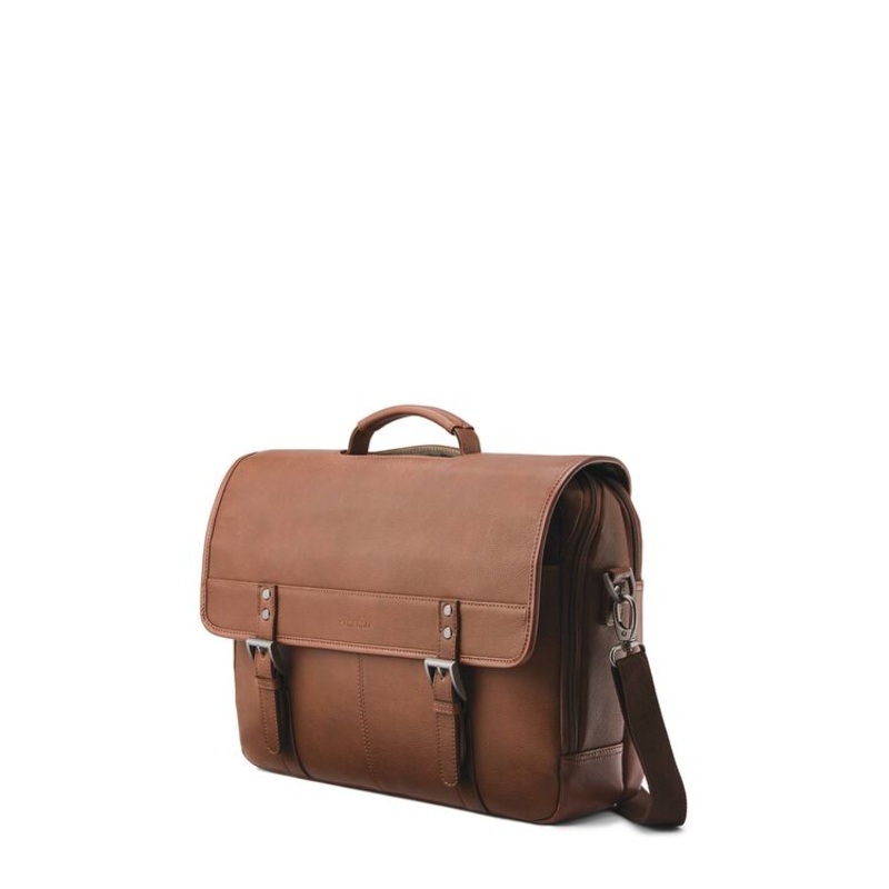 Samsonite Classic Leather Cognac 15.6in Flap over brief