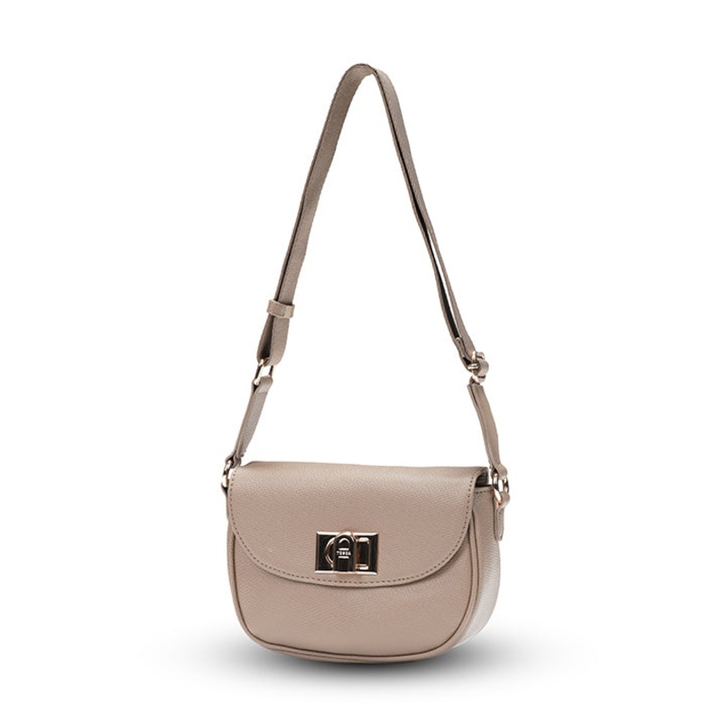 Tosca - TH051 Small Saddle flap handbag - Taupe