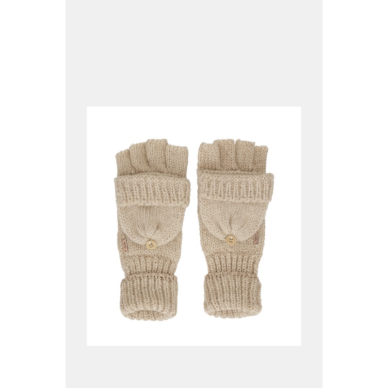 Beige logo mittens