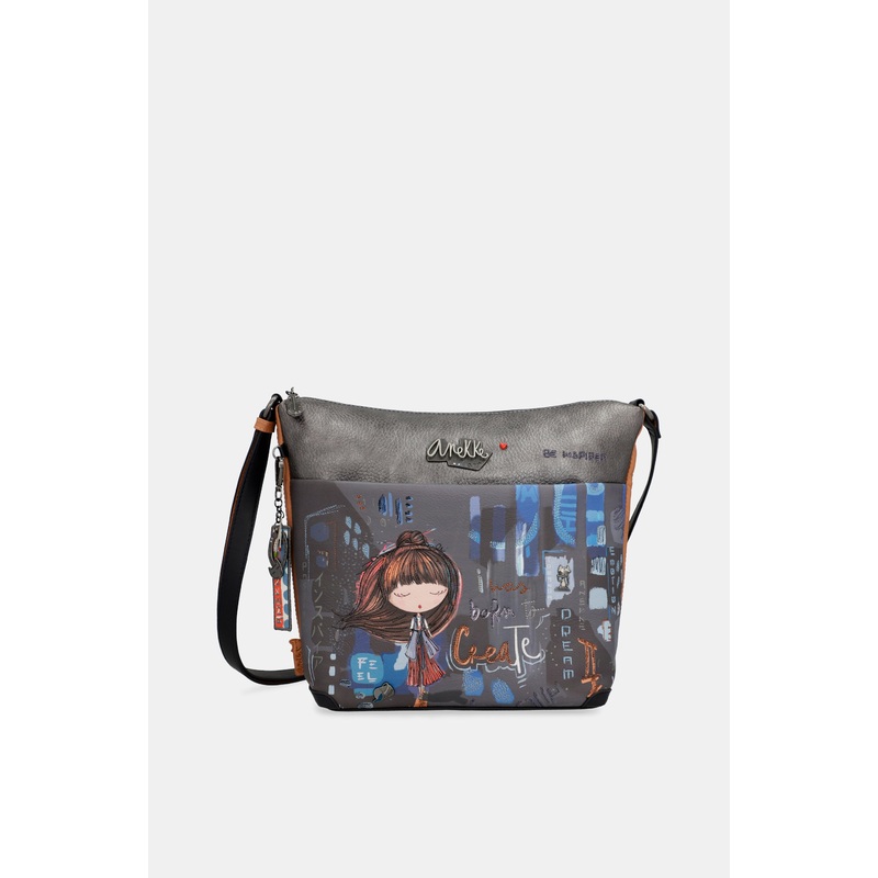 Contemporary large printed messenger bag
