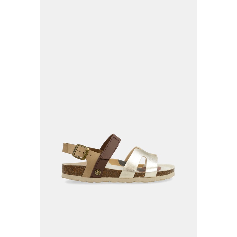 Gold and brown sandals