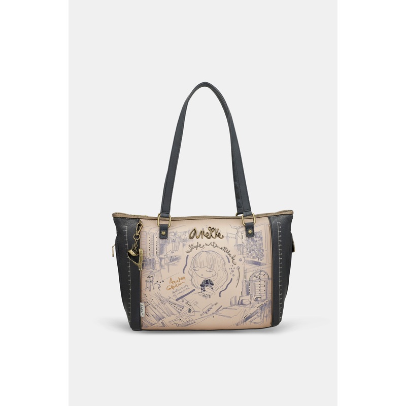 Studio shopper bag with shoulder strap