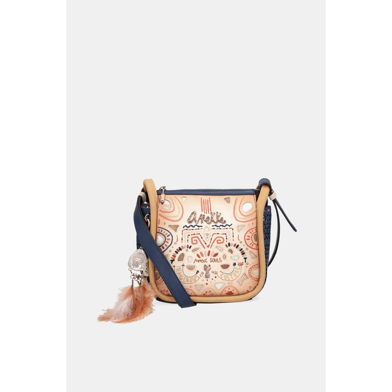 Tribe navy blue printed crossbody bag