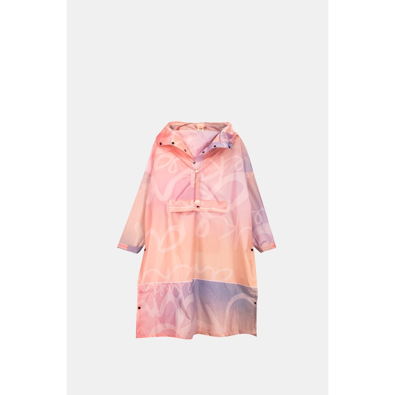Foldable pink rain jacket