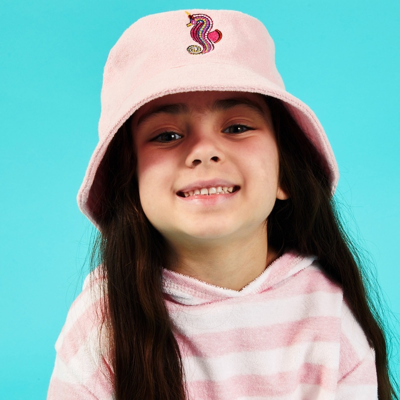 Accessorize London Seahorse Towelling Bucket Hat Pink (7-12 years)