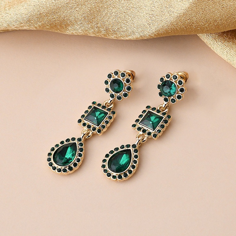 Accessorize London Women's Emerald Green Solid Geo Drop Earring