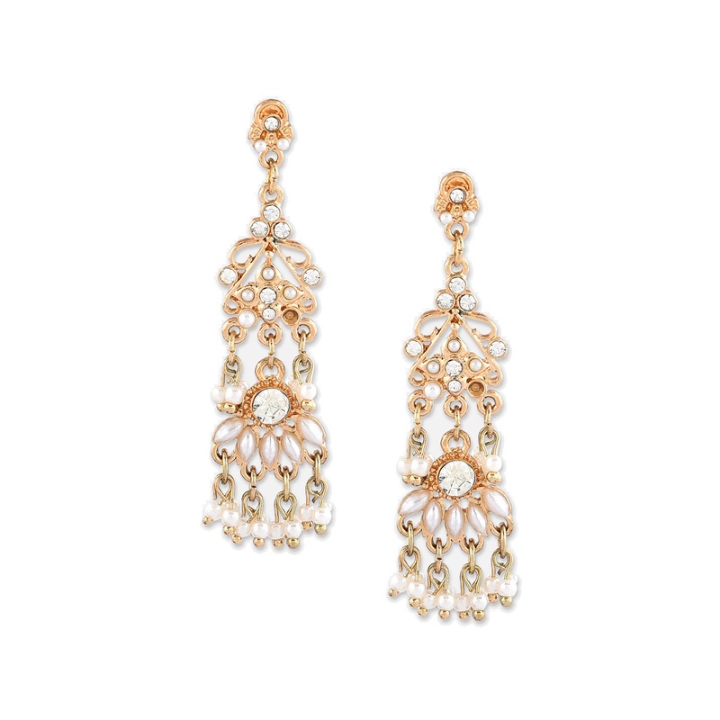 Accessorize London Women's Gold And Pearl Long Drop Earring