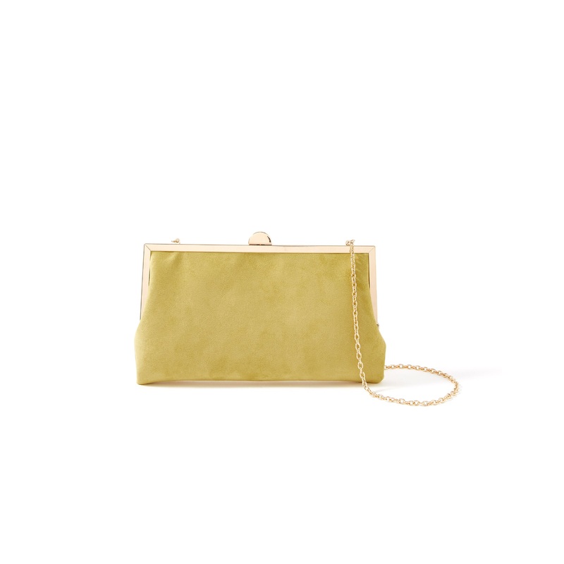 Accessorize London Women's Lime Suedette Clip Frame Party Bag