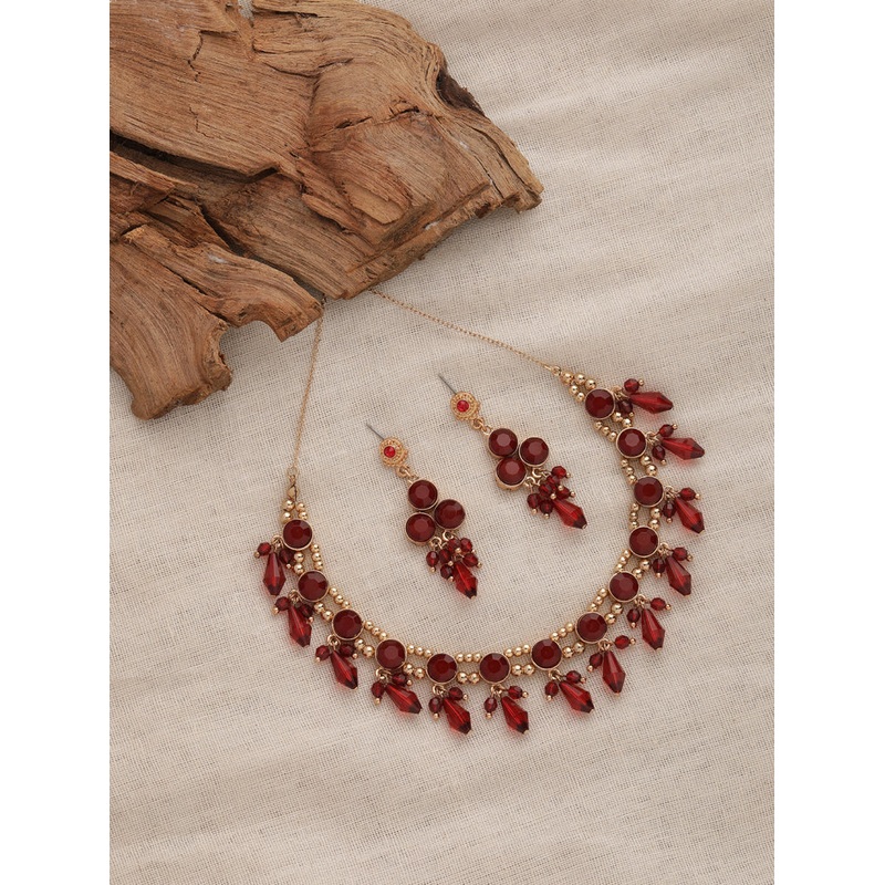 Accessorize London Women's Red Golden Jewelry Set