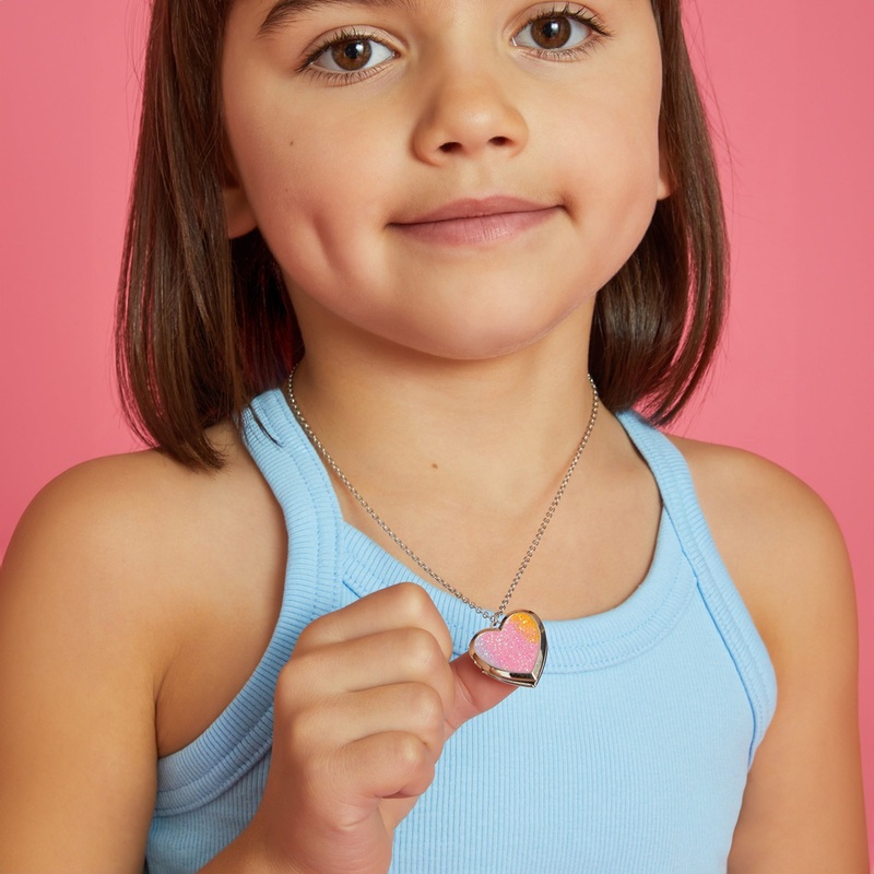 Glitter Heart Locket Necklace