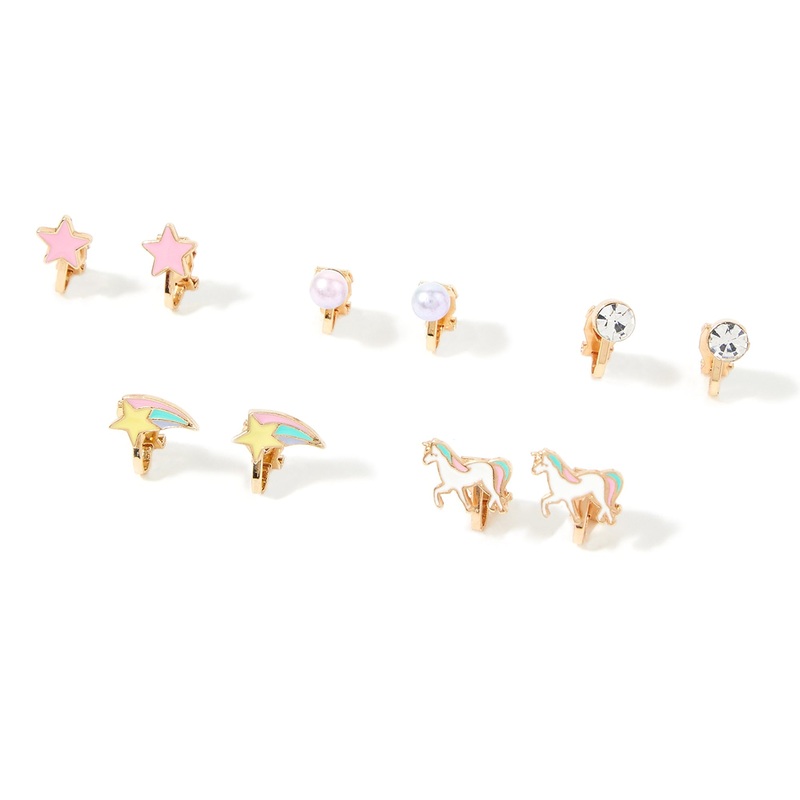 Accessorize London Pack Of 5 Unicorn Clip On Earrings