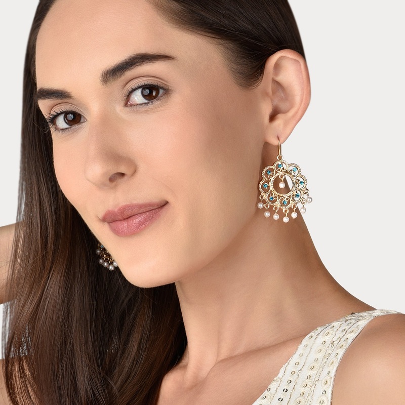 Accessorize London Women's Blue Filigree Hoops