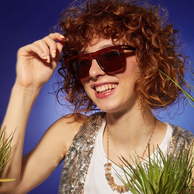 Accessorize London Women's Brown Contrast Arm Flattop Sunglasses