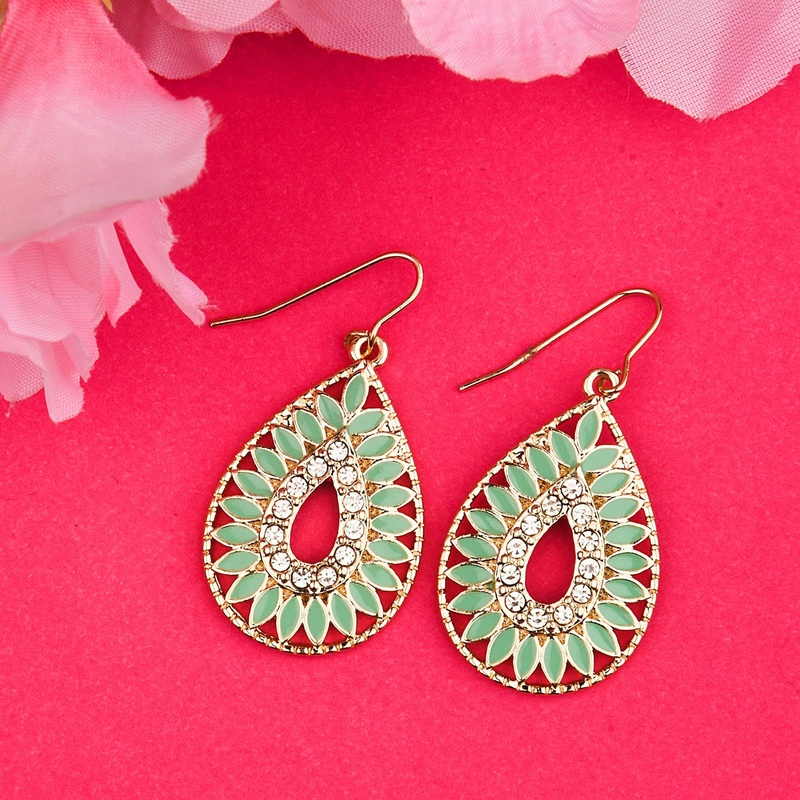Accessorize London Women's Fern Green Teardrop Earring