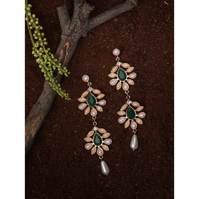 Accessorize London Women's Floral Pearl Long Drop Earring