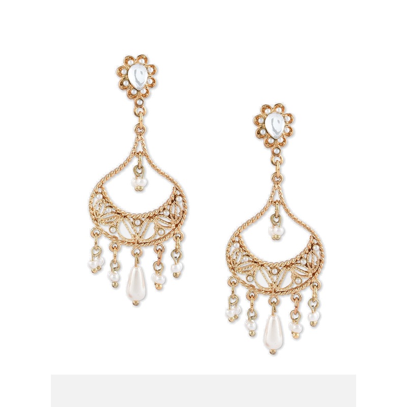 Accessorize London Women's Golden Kundan Long Drop Earrings