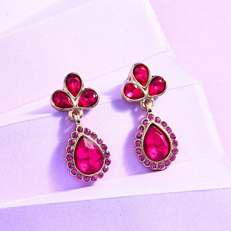 Accessorize London Women's Magenta Pink Studded Teardrop Earring