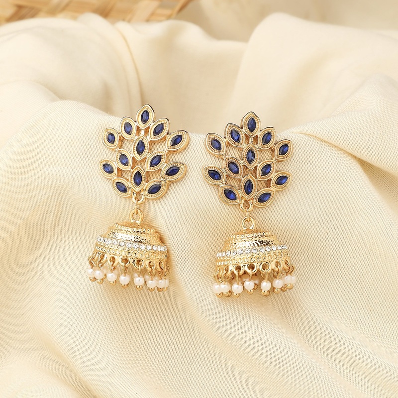 Accessorize London Women's Navy Gold Jhumkas