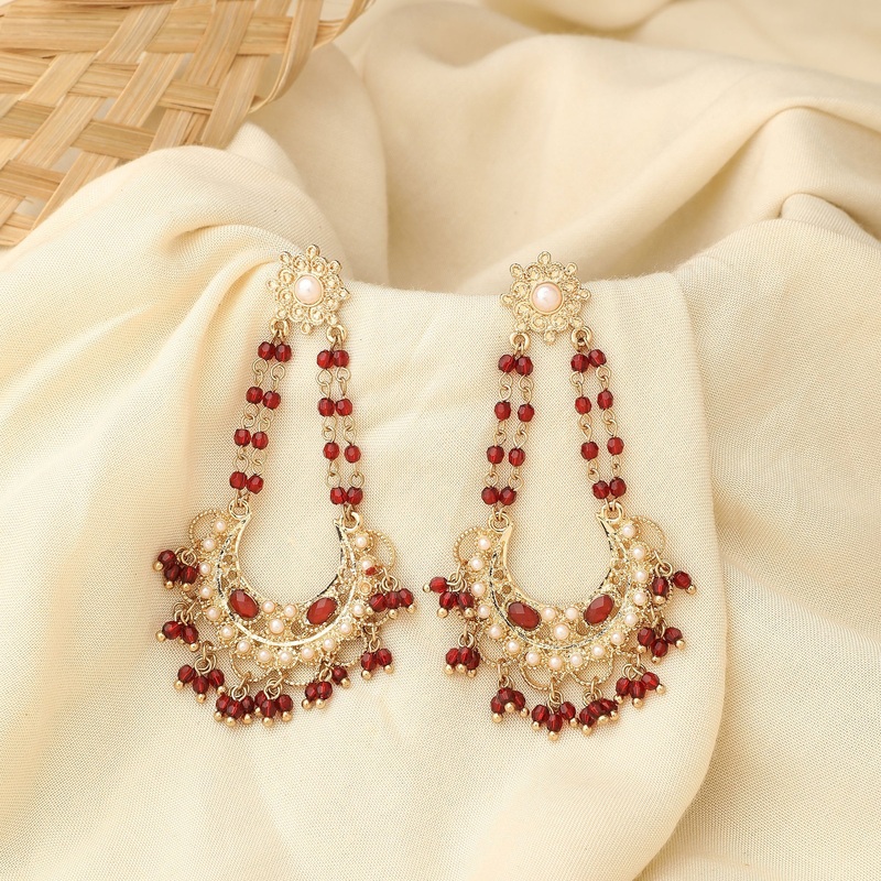 Accessorize London Women's Red Long Drop Chandbalis