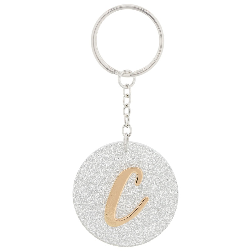 Accessorize London Women's Sparkle Disc Initial Keyring - C