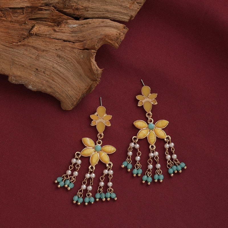 Accessorize London Women's Yellow Resin Long Drop Earring