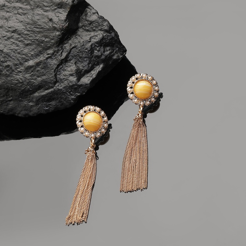 Accessorize London Yellow Resin Long Drop Earring Metal Drops & Danglers