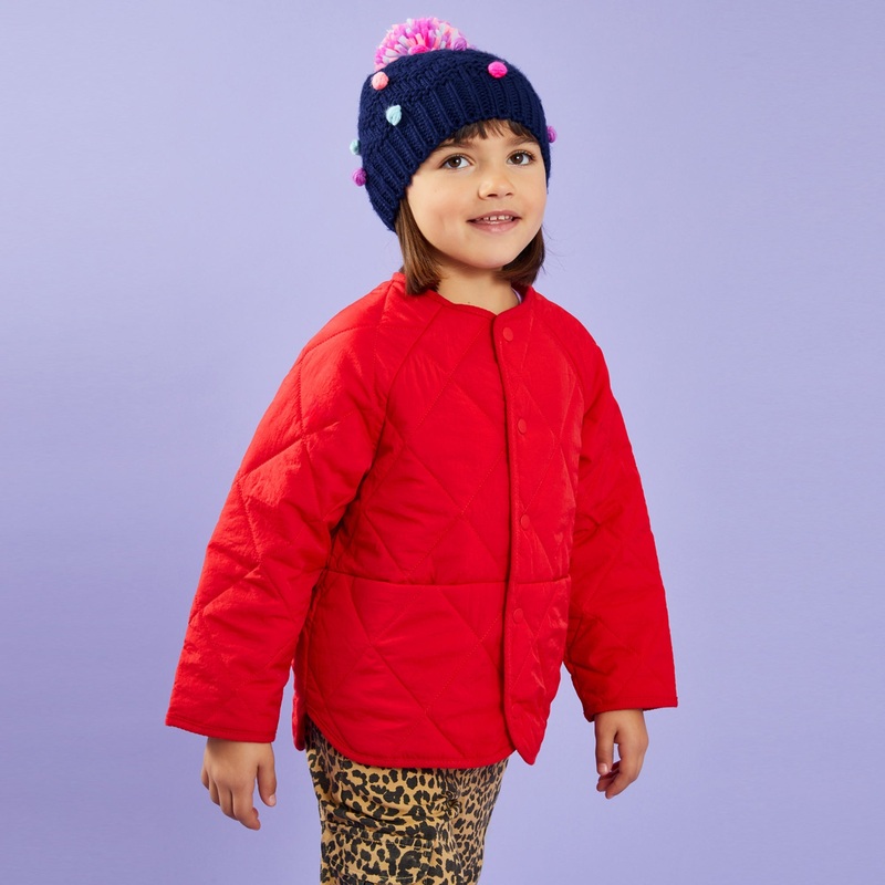 Pom Pom Beanie Hat Blue 3-6 years
