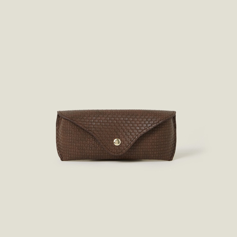 Woven Faux Leather Sunglasses Case