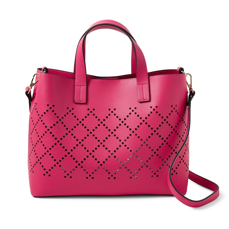 Accessorize London women's Faux Leather Pink Cut Out Handheld Sling bag