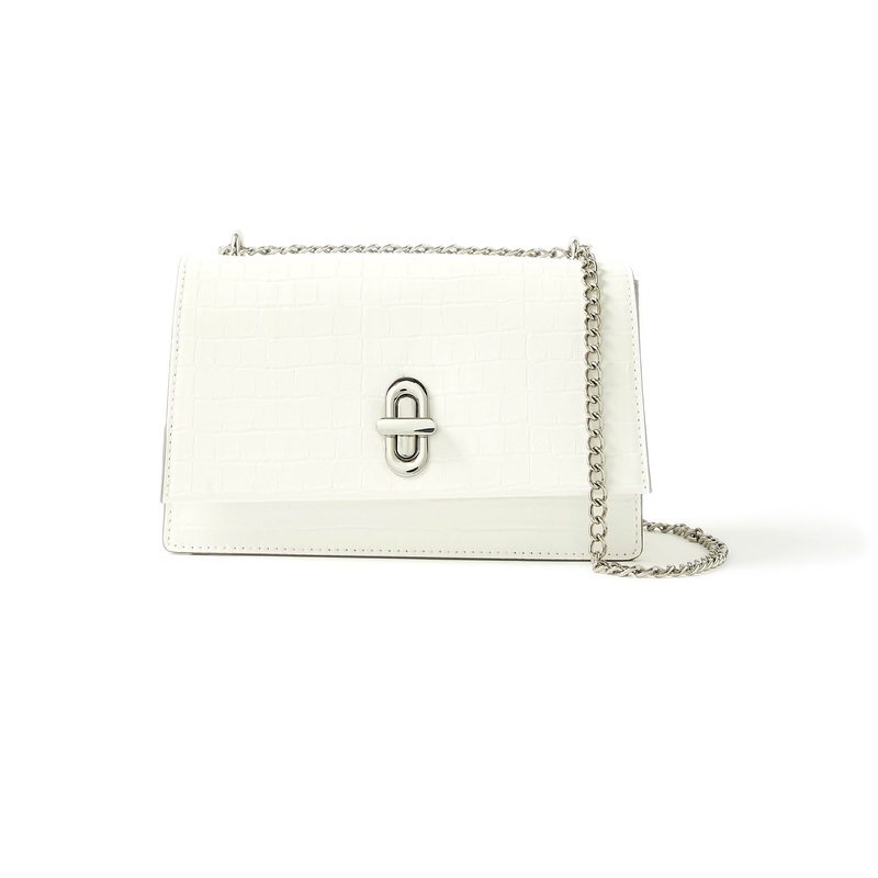 Accessorize London Women's Faux Leather White Croc lock shoulder Sling Bag