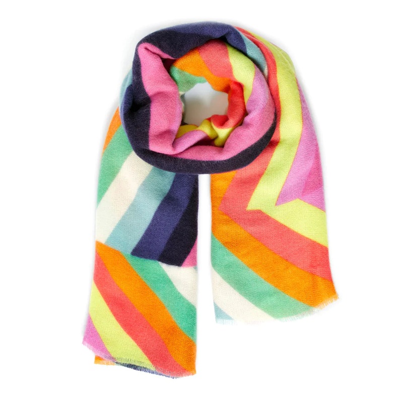 Accessorize London Women's Multi Rainbow Border Blanket