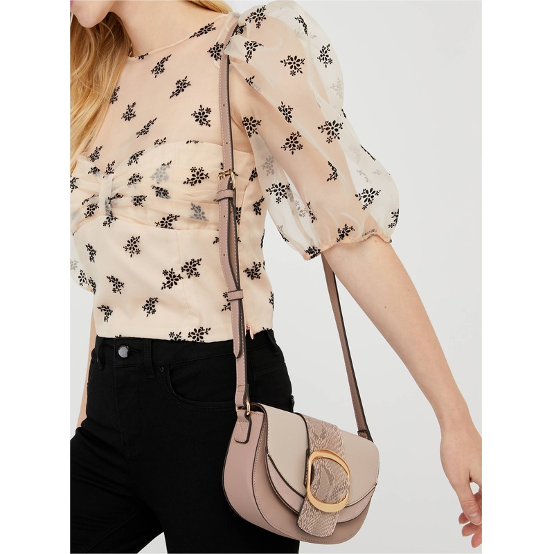 Accessorize London Women's Peach Pink Buckle Saddle Sling Bag