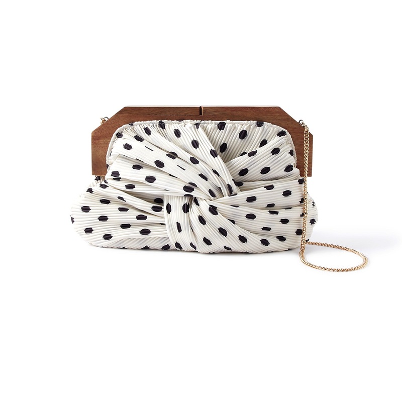 Accessorize London Women's White Pleat Wooden Frame Party Sling Bag