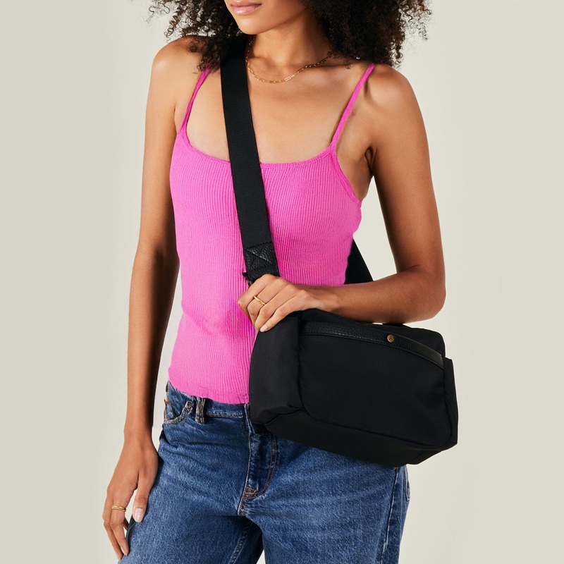 Black  Canvas Cross Body Bag