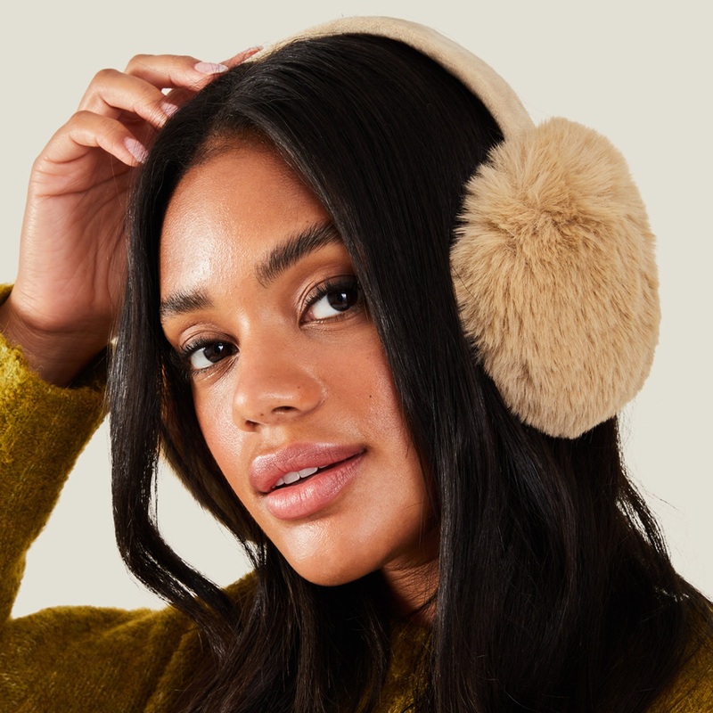 Faux Fur Earmuffs Natural