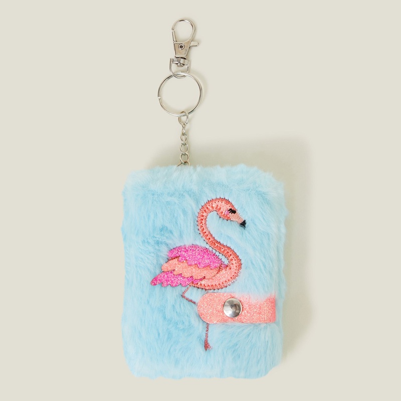Faux Fur Flamingo Notebook Keyring
