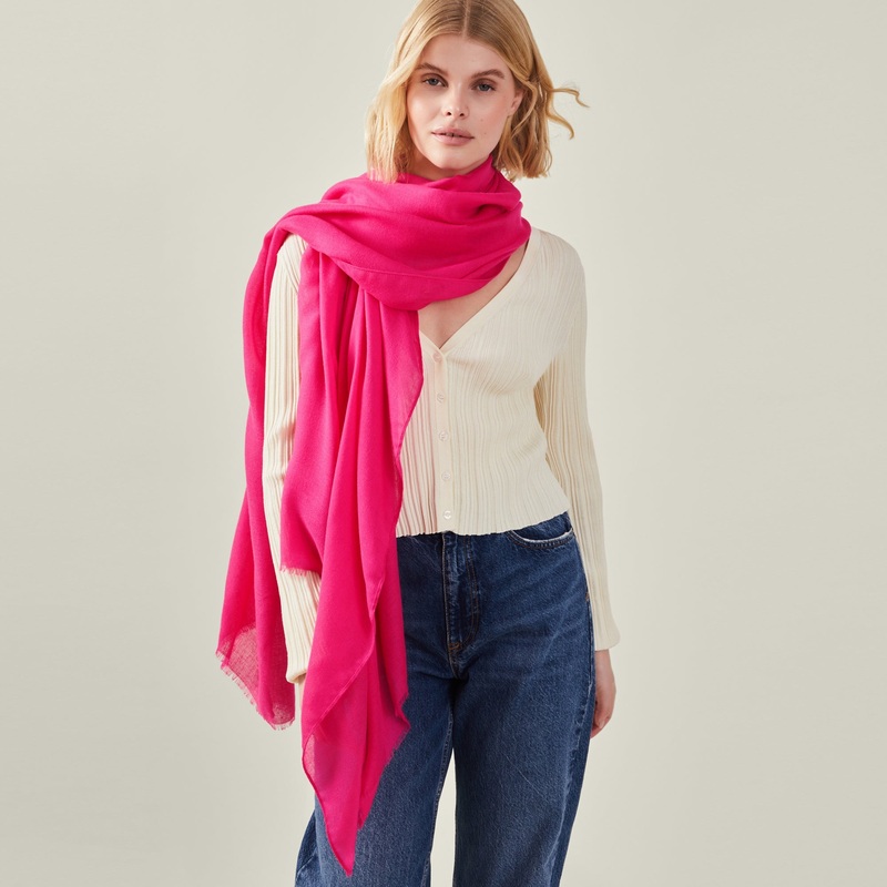 Multi Lightweight Plain Scarf Pink