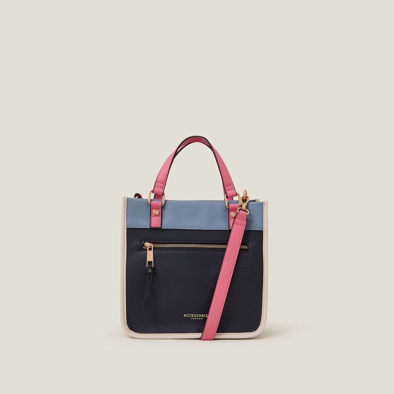 Navy Blue Mini Colour Block Handheld Bag