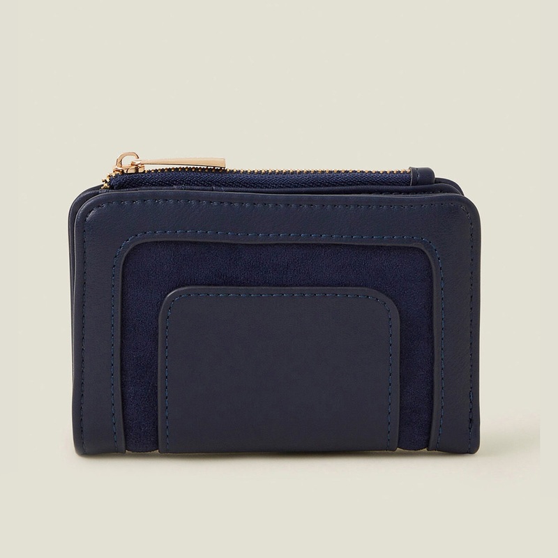 Accessorize London Women's Blue Suedette Flap Wallet