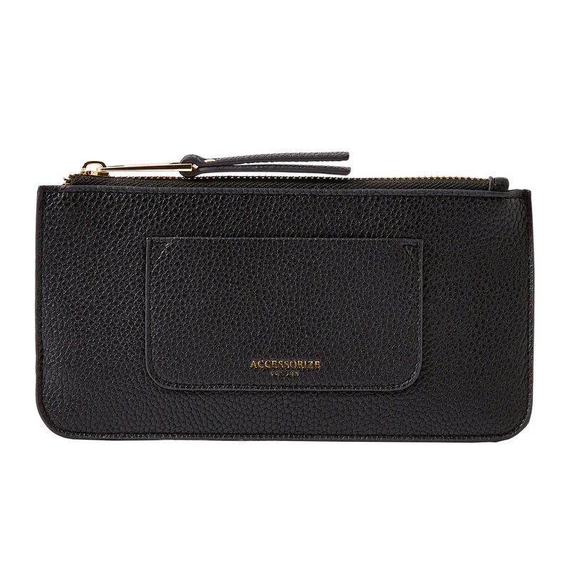 Accessorize London Women's Faux Leather Black Pocket Coin Purse