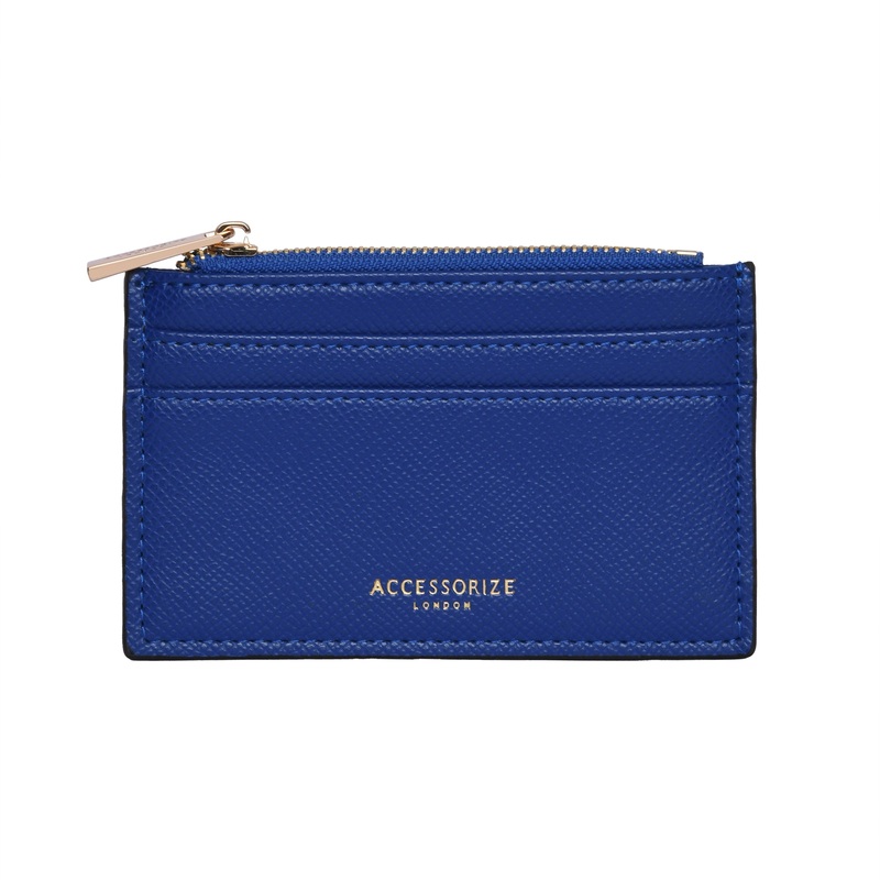 Accessorize London Women's Faux Leather Cobalt 3 Compartment Card Holder