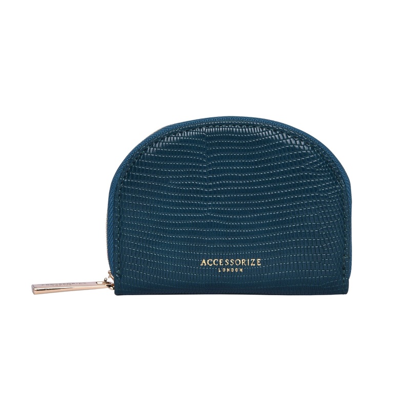 Accessorize London Women's Faux Leather Teal Crescent Coin Purse