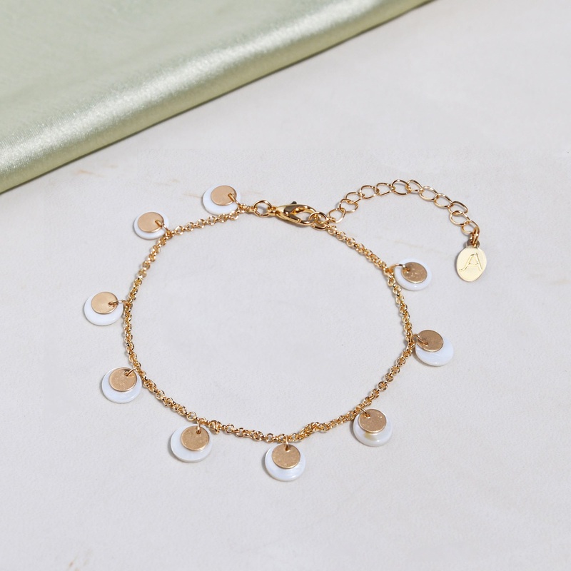 Accessorize London Women's Gold Moonstone And Disc Clasp Bracelet