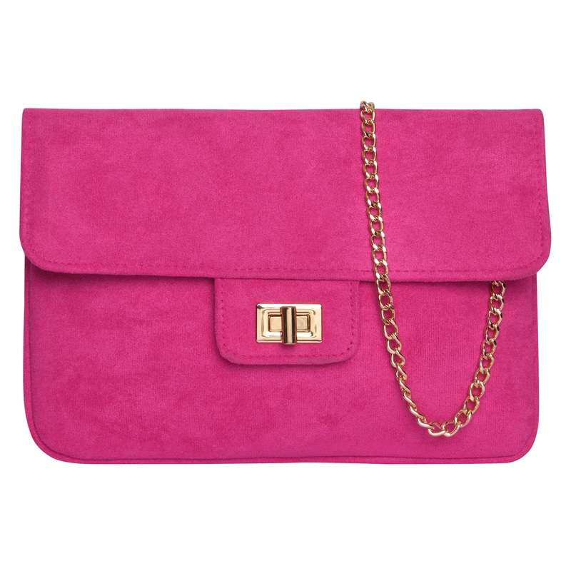 Accessorize London Women'S Pink New Suedette Lock Party Clutch