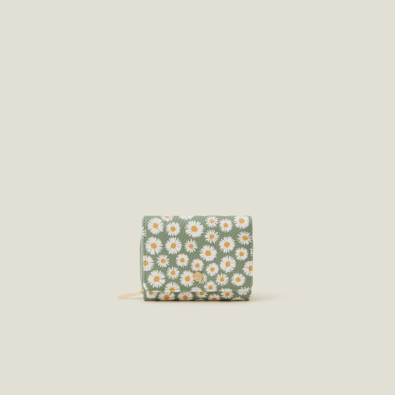 Green Daisy Print Purse