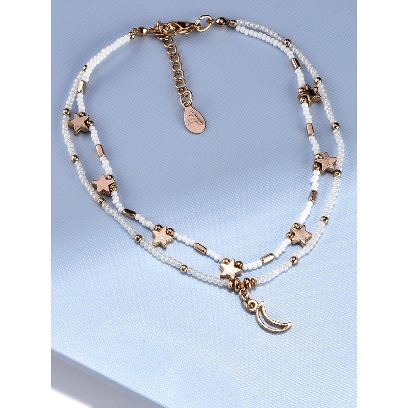 Accessorize London Set Of 2 Beaded Star & Moon Anklets