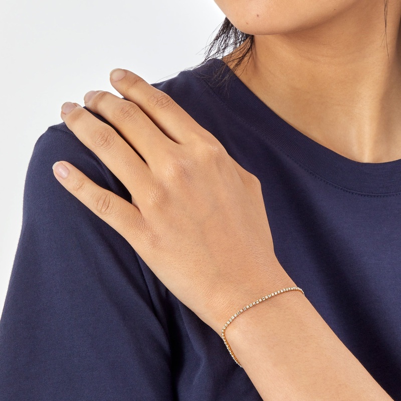 Real Gold Plated Z Pearl And Sparkle Tennis Bracelet For Women By Accessorize London