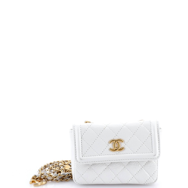 CC Chain Belt Bag Quilted Shiny Aged Calfskin