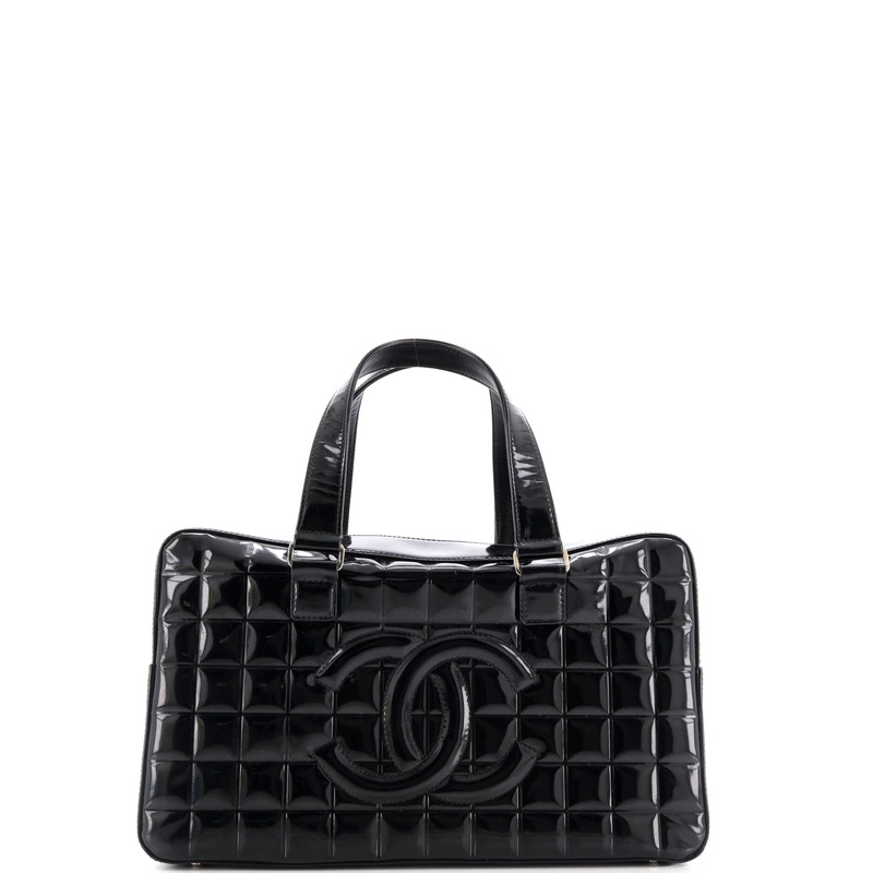 Chocolate Bar CC Bowler Bag Quilted Patent Large